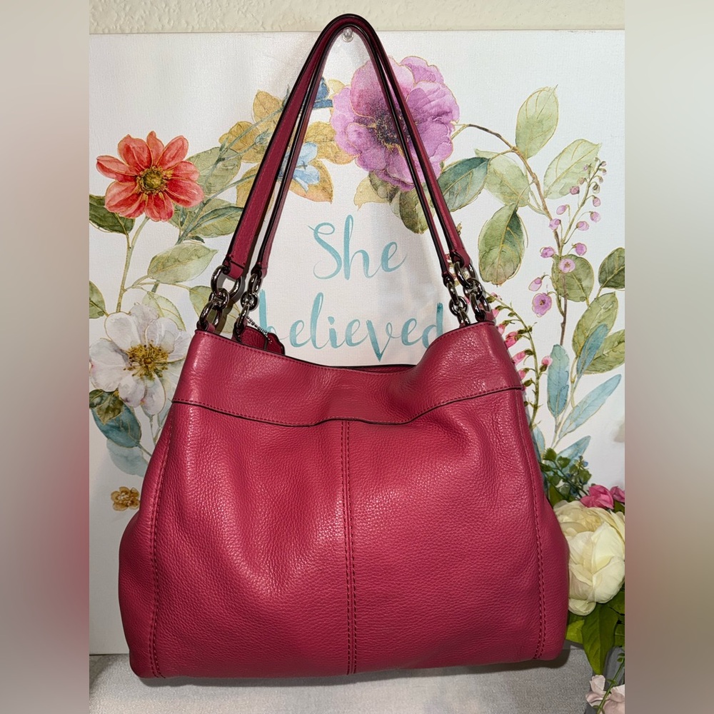 Coach Pink Leather Shoulder Bag - Picture 7 of 15